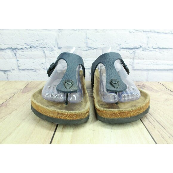 Birkenstock Gizeh Blue Leather T Strap Slip-on Thong Sandals Size 40 US 9 - Picture 4 of 9